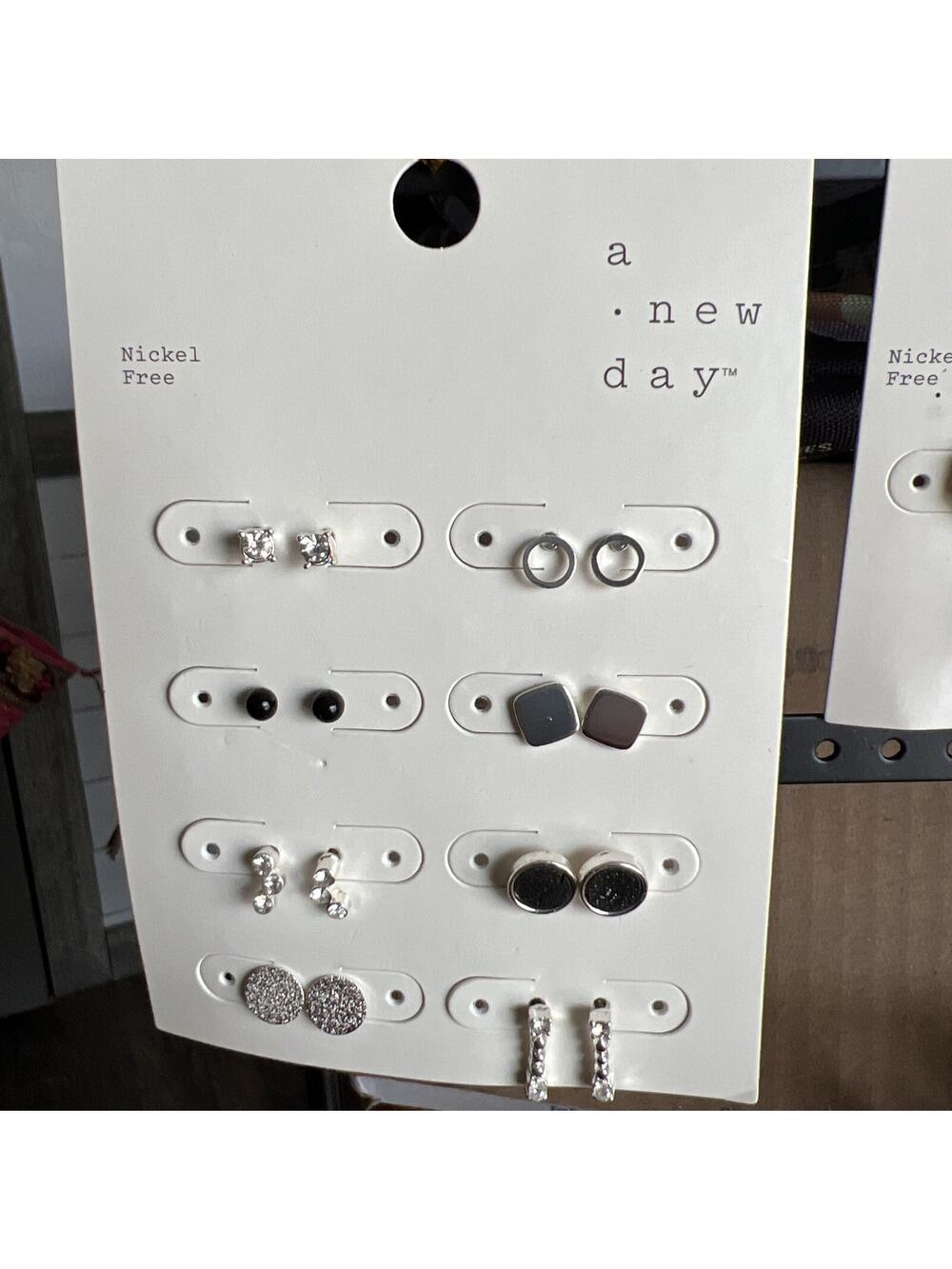A New Day Fashion Lot of Stud Earrings New Silver Tone 8 Pairs